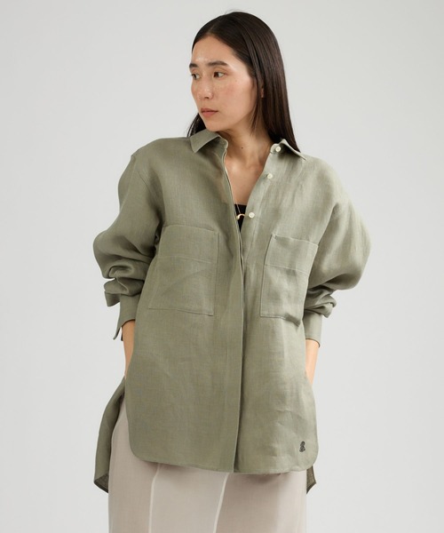 Chaos（カオス）の「Chaos(カオス)/◇3/4坪田あさみさんIGLIVE紹介アイテム◇マルタシャツ（シャツ/ブラウス・レディース・サックスブルー/アイボリー/ダークネイビー/セージグリーン・FREE）」の3枚目の写真