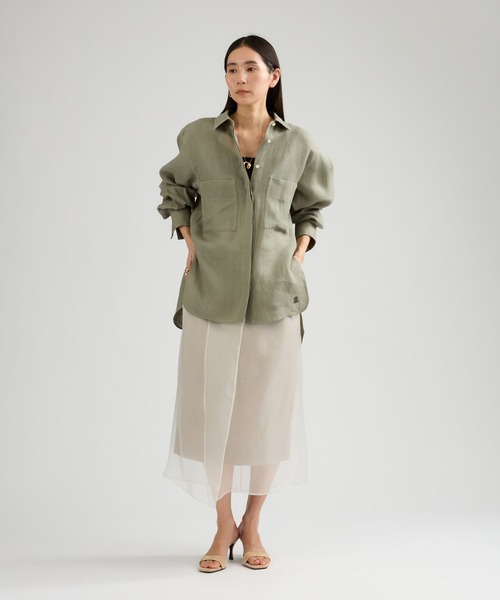 Chaos（カオス）の「Chaos(カオス)/◇3/4坪田あさみさんIGLIVE紹介アイテム◇マルタシャツ（シャツ/ブラウス・レディース・サックスブルー/アイボリー/ダークネイビー/セージグリーン・FREE）」の9枚目の写真