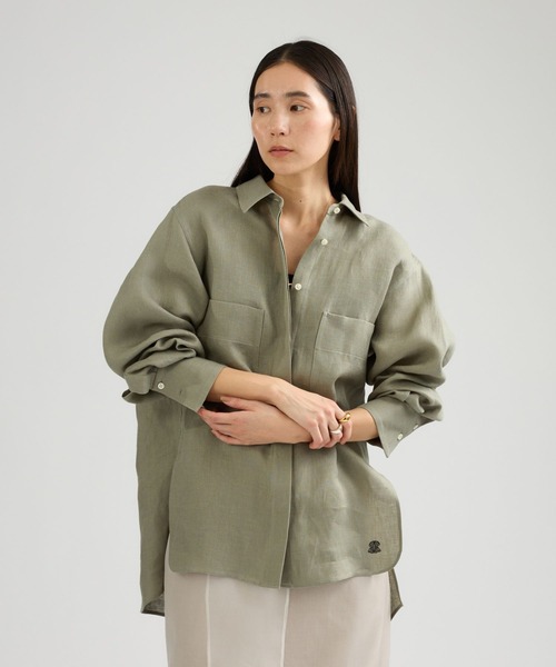 Chaos（カオス）の「Chaos(カオス)/◇3/4坪田あさみさんIGLIVE紹介アイテム◇マルタシャツ（シャツ/ブラウス・レディース・サックスブルー/アイボリー/ダークネイビー/セージグリーン・FREE）」の12枚目の写真