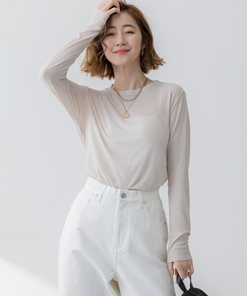 23区(ニジュウサンク)の「【Oggi5月号掲載/洗える】シアー レイヤード TEE(Tシャツ/カットソー・レディース・ブラック系/サックスブルー系/ベージュ系/ライトイエロー系/ホワイト系・38/40)」の3枚目の写真