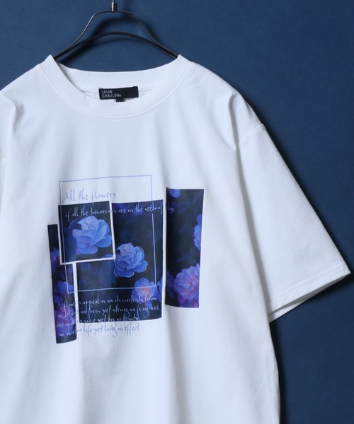 セール】Dry Fabric Flower Embroidery&Print Crewneck T-Shirt