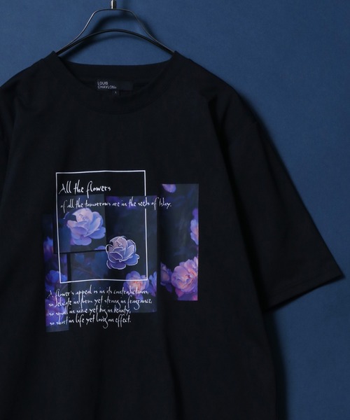 ハンズオブクリエイション新品タグ付きプリントＴシャツ花柄 セール】Dry Fabric Flower Embroidery&Print Crewneck T-Shirt