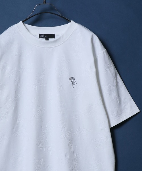 45R　ホワイトコットン　天竺長袖カットソー　シンプルシャツ　ワンポイントR刺繍 45R ホワイトコットン 天竺長袖カットソー シンプルシャツ ワン