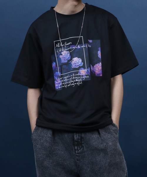  ★半袖 クルーネック Cadeau La Terra 花柄 Tシャツ 龍柄スラブ天竺クルーネック半袖Tシャツ 備中倉敷工房 倉 25418