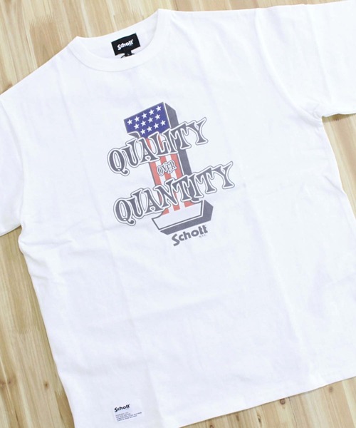 Schott(ショット)の「QUALITY OVER QUANTITY T-SHIRT(Tシャツ/カットソー・メンズ・ホワイト/ブラック・M/L/XL/XXL)」の4枚目の写真