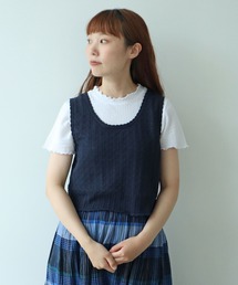 bulle de savon Lace×tulle frill ベスト　ホワイト bulle de savon（ビュルデサボン）の「Lace×tulle frill ベスト