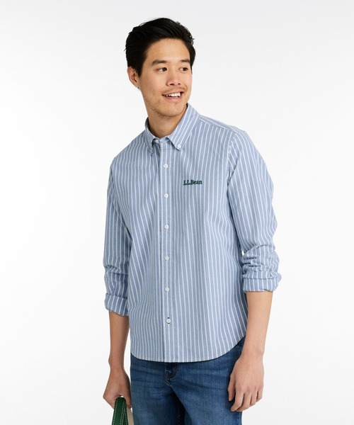 L.L.Bean（エルエルビーン）の「コンフォート・ストレッチ・オックスフォード・シャツ、長袖　ストライプ ジャパン・フィット（シャツ/ブラウス・メンズ・ブルー・X-LARGE/LARGE/MEDIUM）」の4枚目の写真