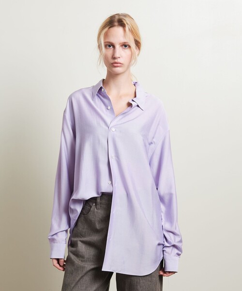 ATTISESSION（アティセッション）の「＜ATTISESSION＞シャンブレー シャツ（シャツ/ブラウス・レディース・ライラック/ダークブラウン・FREE）」の2枚目の写真