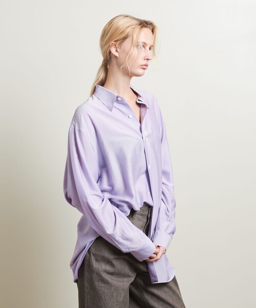 ATTISESSION（アティセッション）の「＜ATTISESSION＞シャンブレー シャツ（シャツ/ブラウス・レディース・ライラック/ダークブラウン・FREE）」の10枚目の写真