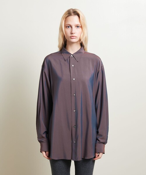ATTISESSION（アティセッション）の「＜ATTISESSION＞シャンブレー シャツ（シャツ/ブラウス・レディース・ライラック/ダークブラウン・FREE）」の8枚目の写真