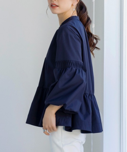 Sono(ソーノ)の「【新作3/6発売】ご自宅でお洗濯可能/UVカット/接触冷感【SONO/ソーノ】バウンディングギャザーハゴロモブラウス(シャツ/ブラウス・レディース・ネイビー/ホワイト/ピンク・F)」の9枚目の写真