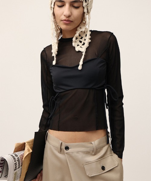 LEINWANDE バックベルテッドニットトップ トップス