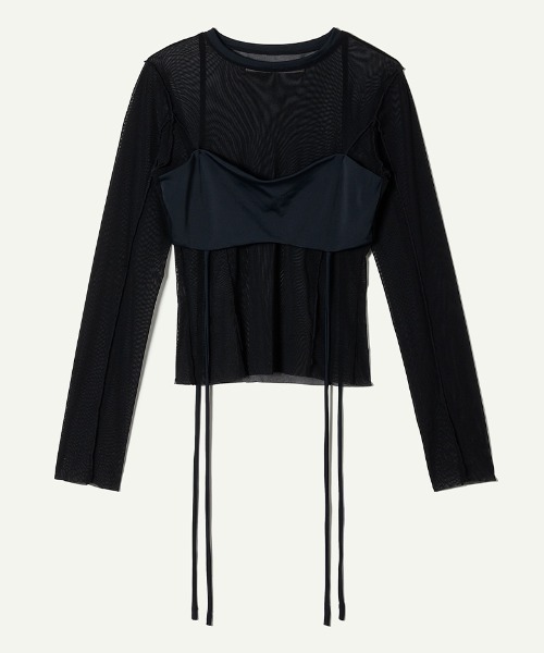 Leinwande mesh combination top メッシュトップス セール】Mesh Combination Top（Tシャツ/カットソー