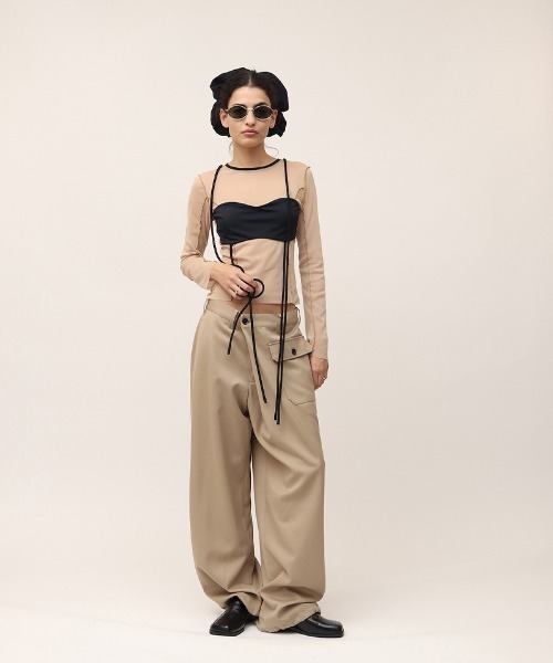 Mesh Combination Top（Tシャツ/カットソー）｜leinwande