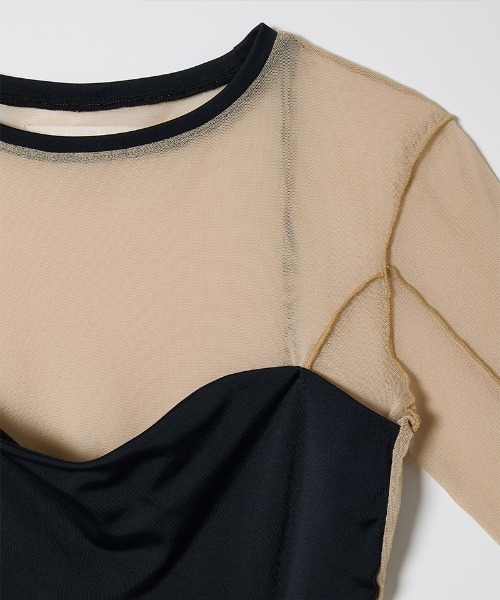 Mesh Combination Top（Tシャツ/カットソー）｜leinwande