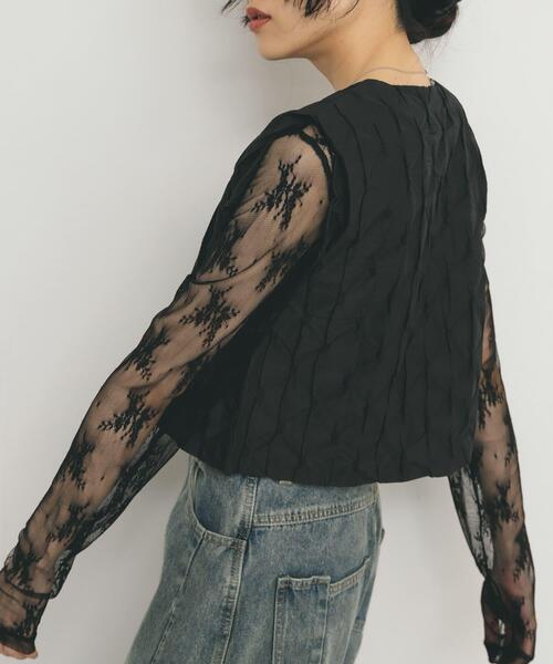 KBF（ケイビーエフ）の「シアーレースTEE（Tシャツ/カットソー・レディース・アイボリー/ブラック/オフホワイト・ONE）」の5枚目の写真