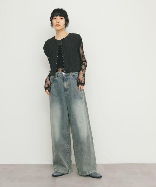 KBF（ケイビーエフ）の「シアーレースTEE（Tシャツ/カットソー・レディース・アイボリー/ブラック/オフホワイト・ONE）」の7枚目の写真