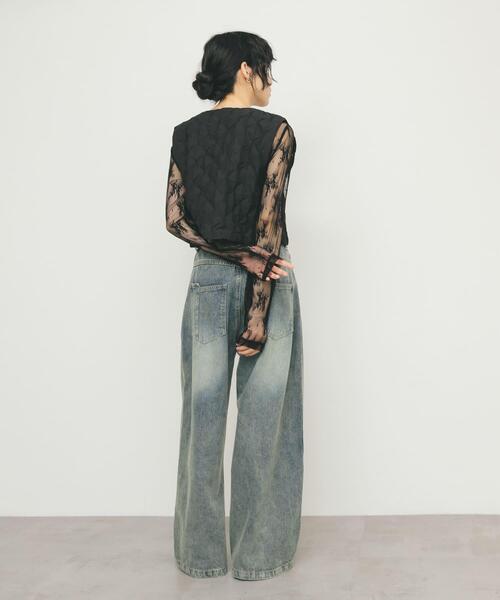 KBF（ケイビーエフ）の「シアーレースTEE（Tシャツ/カットソー・レディース・アイボリー/ブラック/オフホワイト・ONE）」の9枚目の写真