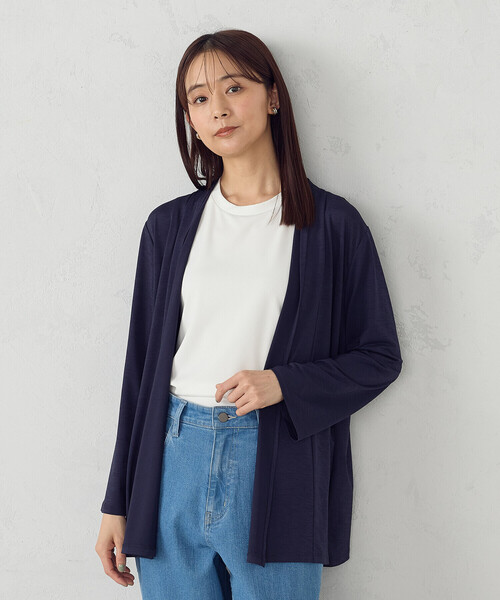COMME CA ISM(コムサイズム)の「【接触冷感・UVカット】夏定番の着流しカーディガン(カーディガン/ボレロ・レディース・ネイビー/ブラック/ライトグレー・FREE)」の3枚目の写真