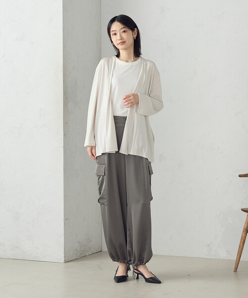 COMME CA ISM(コムサイズム)の「【接触冷感・UVカット】夏定番の着流しカーディガン(カーディガン/ボレロ・レディース・ネイビー/ブラック/ライトグレー・FREE)」の7枚目の写真