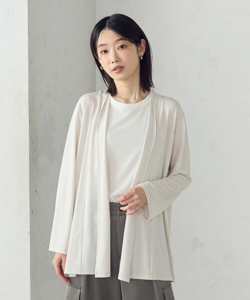 COMME CA ISM(コムサイズム)の「【接触冷感・UVカット】夏定番の着流しカーディガン(カーディガン/ボレロ・レディース・ネイビー/ブラック/ライトグレー・FREE)」の10枚目の写真