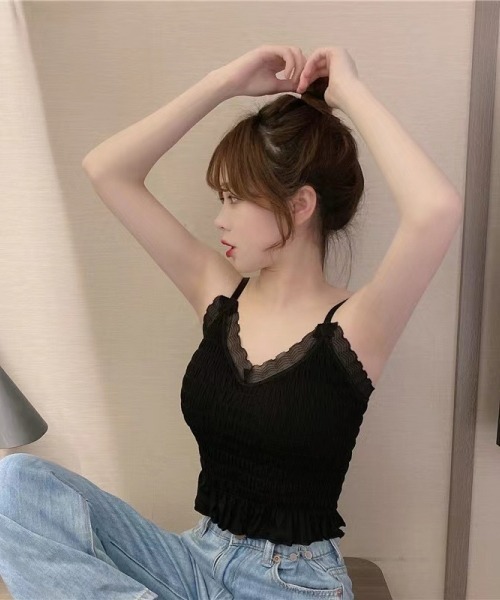 gossip!ロサンゼルス(ゴシップロサンゼルス)の「パッド付きショートキャミソール 無地 インナー シンプルカジュアル(キャミソール・レディース・ホワイト/ブラック・FREE)」の17枚目の写真
