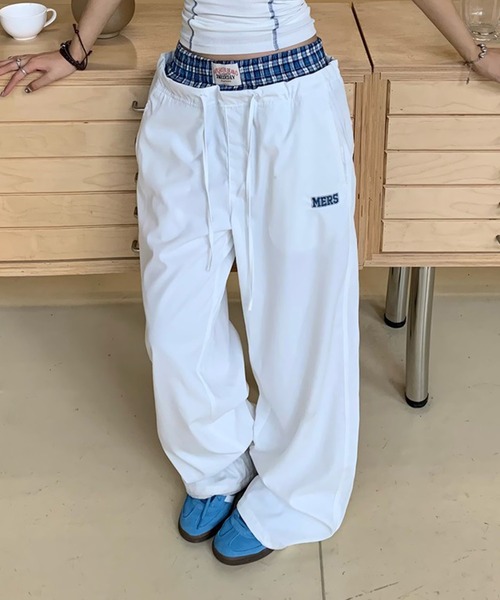 MEMECLE（メメクル）の「【 MEMECLE / メメクル 】チェックレイヤードパンツ（その他パンツ・レディース・ネイビー/ホワイト・L/M/S）」の2枚目の写真