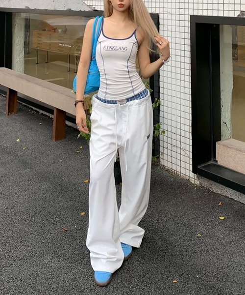 MEMECLE（メメクル）の「【 MEMECLE / メメクル 】チェックレイヤードパンツ（その他パンツ・レディース・ネイビー/ホワイト・L/M/S）」の7枚目の写真