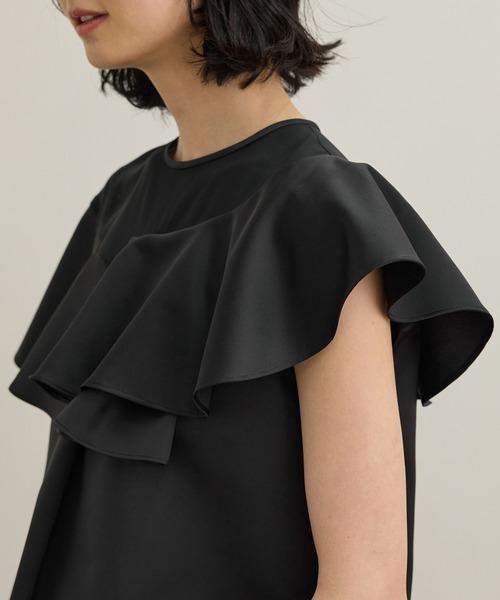 ROPE'（ロペ）の「サテンラッフルブラウス/洗える（シャツ/ブラウス・レディース・ブラック/オフホワイト・FREE）」の20枚目の写真