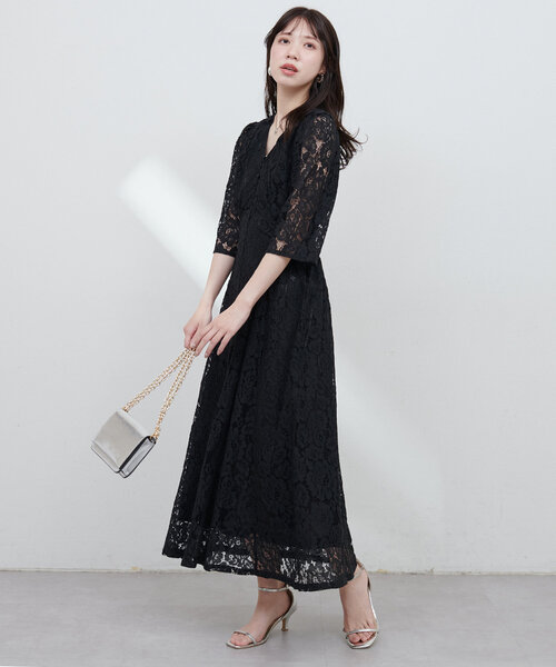 natural couture ワンピース セール】レイヤード風カットジョーゼットワンピース（ワンピース