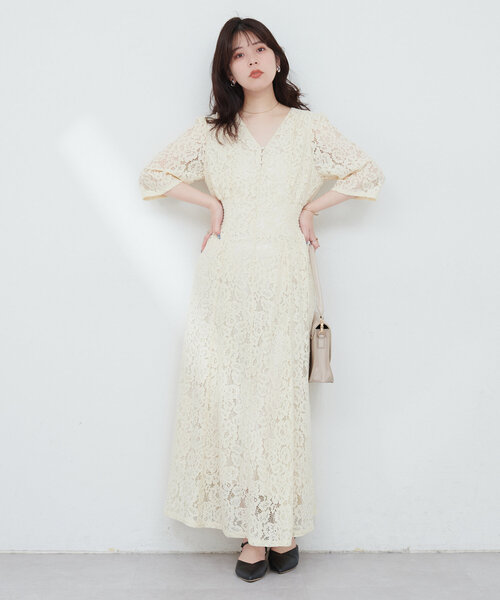 natural couture(ナチュラルクチュール)の「レトロレースワンピース(ワンピース・レディース・ミント/アイボリー/ブラック/ブルー・MEDIUM/LARGE)」の7枚目の写真