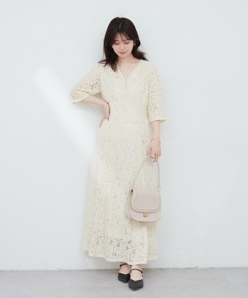 natural couture(ナチュラルクチュール)の「レトロレースワンピース(ワンピース・レディース・ミント/アイボリー/ブラック/ブルー・MEDIUM/LARGE)」の8枚目の写真