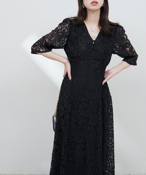 natural couture(ナチュラルクチュール)の「レトロレースワンピース(ワンピース・レディース・ミント/アイボリー/ブラック/ブルー・MEDIUM/LARGE)」の10枚目の写真