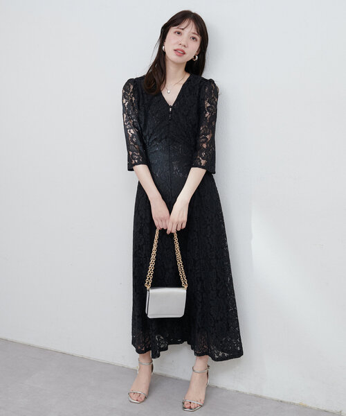 natural couture(ナチュラルクチュール)の「レトロレースワンピース(ワンピース・レディース・ミント/アイボリー/ブラック/ブルー・MEDIUM/LARGE)」の12枚目の写真