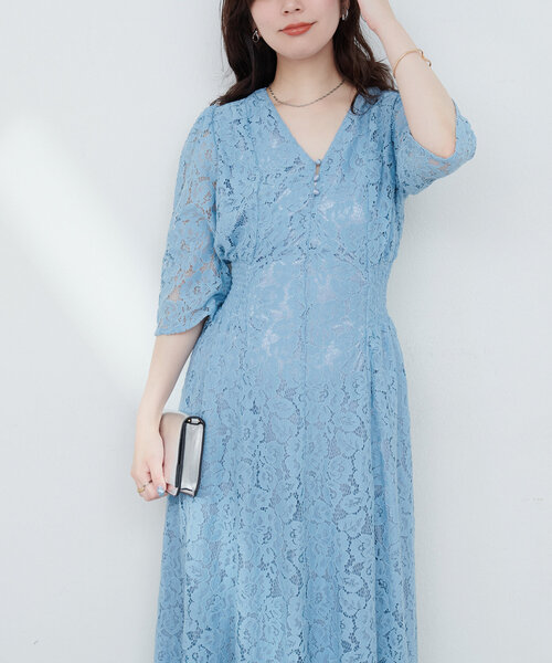natural couture(ナチュラルクチュール)の「レトロレースワンピース(ワンピース・レディース・ミント/アイボリー/ブラック/ブルー・MEDIUM/LARGE)」の13枚目の写真