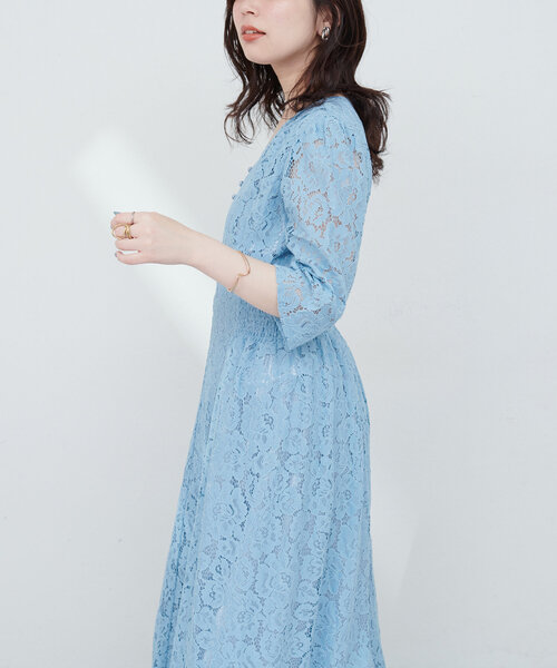 natural couture(ナチュラルクチュール)の「レトロレースワンピース(ワンピース・レディース・ミント/アイボリー/ブラック/ブルー・MEDIUM/LARGE)」の15枚目の写真