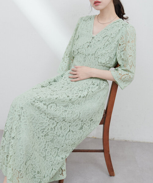 natural couture(ナチュラルクチュール)の「レトロレースワンピース(ワンピース・レディース・ミント/アイボリー/ブラック/ブルー・MEDIUM/LARGE)」の17枚目の写真