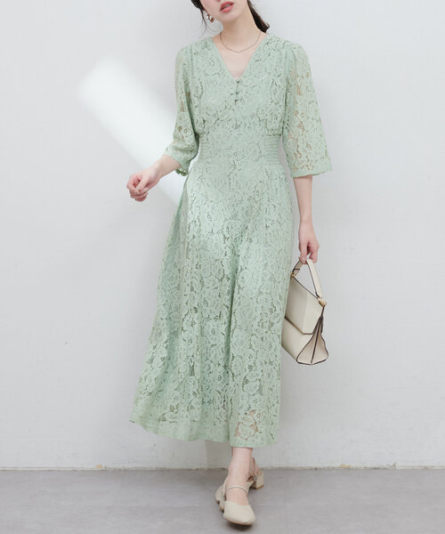 natural couture(ナチュラルクチュール)の「レトロレースワンピース(ワンピース・レディース・ミント/アイボリー/ブラック/ブルー・MEDIUM/LARGE)」の20枚目の写真