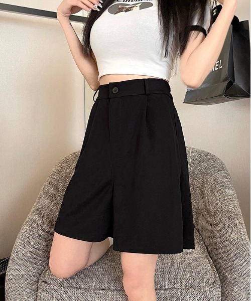 WEGO(ウィゴー)の「WEGO/シンプルタック膝上ハーフパンツ(その他パンツ・レディース・ブラック/グレー/ピンク・MEDIUM/SMALL)」の17枚目の写真