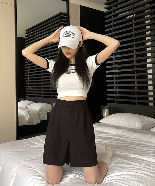 WEGO(ウィゴー)の「WEGO/シンプルタック膝上ハーフパンツ(その他パンツ・レディース・ブラック/グレー/ピンク・MEDIUM/SMALL)」の18枚目の写真