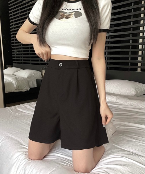 WEGO(ウィゴー)の「WEGO/シンプルタック膝上ハーフパンツ(その他パンツ・レディース・ブラック/グレー/ピンク・MEDIUM/SMALL)」の11枚目の写真