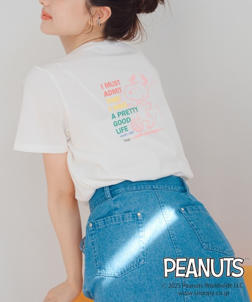 tシャツ 2025春夏新作 PEANUTSデザインバックプリントTシャツ レディース 2025春夏新作 PEANUTSデザインバックプリントTシャツ（Tシャツ