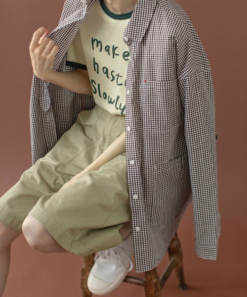 PAR ICI（パーリッシィ）の「ギンガムチェック ガーデンシャツ（シャツ/ブラウス・レディース・ブラック/ダークブラウン・FREE）」の2枚目の写真