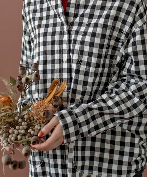 PAR ICI（パーリッシィ）の「ギンガムチェック ガーデンシャツ（シャツ/ブラウス・レディース・ブラック/ダークブラウン・FREE）」の10枚目の写真