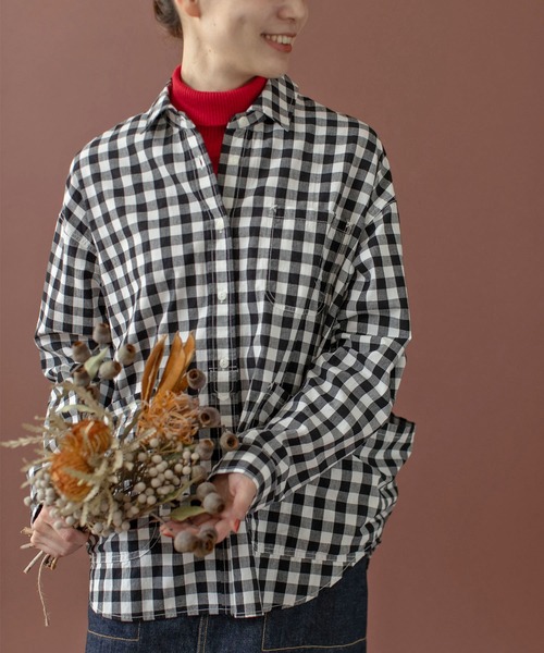 PAR ICI（パーリッシィ）の「ギンガムチェック ガーデンシャツ（シャツ/ブラウス・レディース・ブラック/ダークブラウン・FREE）」の8枚目の写真