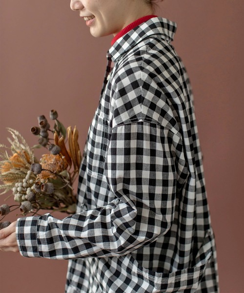 PAR ICI（パーリッシィ）の「ギンガムチェック ガーデンシャツ（シャツ/ブラウス・レディース・ブラック/ダークブラウン・FREE）」の9枚目の写真