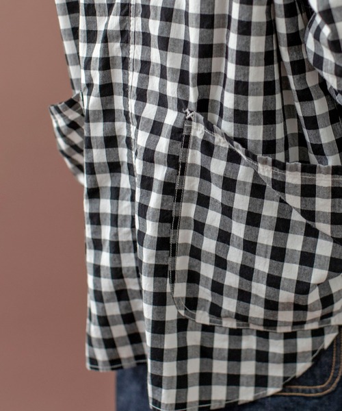PAR ICI（パーリッシィ）の「ギンガムチェック ガーデンシャツ（シャツ/ブラウス・レディース・ブラック/ダークブラウン・FREE）」の11枚目の写真