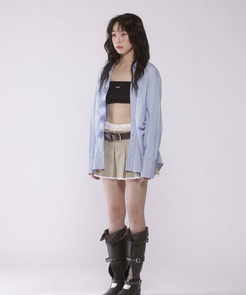 Judin(ジュディン)の「【ベルトSET】Double waist pleats mini skirt【JD】(スカート・レディース・ベージュ/グレー・S/M)」の6枚目の写真
