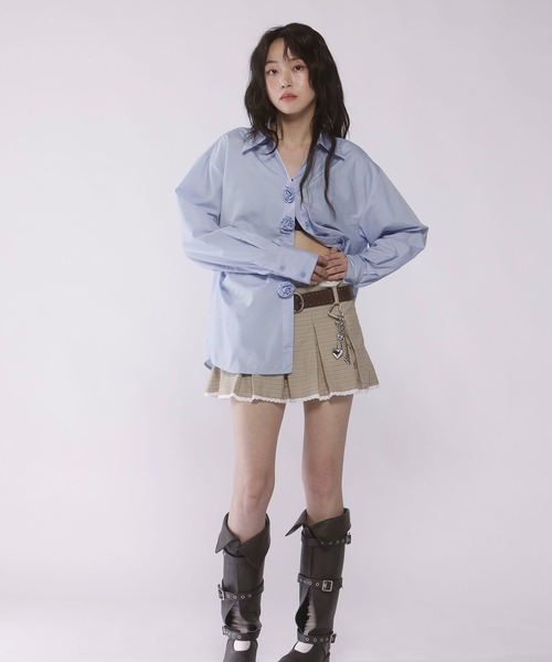 Judin(ジュディン)の「【ベルトSET】Double waist pleats mini skirt【JD】(スカート・レディース・ベージュ/グレー・S/M)」の7枚目の写真
