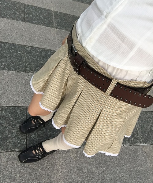 Judin(ジュディン)の「【ベルトSET】Double waist pleats mini skirt【JD】(スカート・レディース・ベージュ/グレー・S/M)」の13枚目の写真